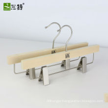 popular laminated wood pants hanger trounser metal clips hangers